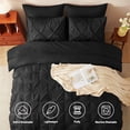 thumbnail image 2 of Flymme King Size Comforter Set 7 Pieces Pintuck Bed in a Bag Black Comforter King Pinch Pleat Soft Microfiber Bedding Set for All Season, 2 of 9