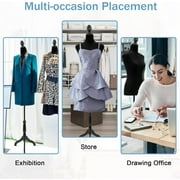 Dkelincs Adjustable Mannequin Torso Stand Female Dress Form Model Manikin Body for Displays Jewelry with Tripod, Black