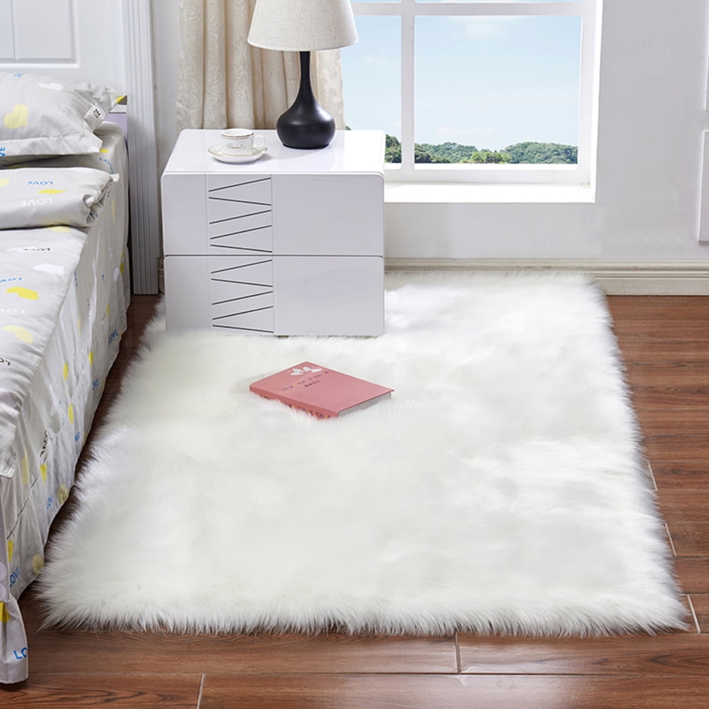 Plush Hairy Carpet Balcony Bedroom Parlor Rectangular Faux Fur Carpet Floor Mat 