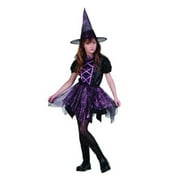 RG Costumes Glitter Spider Witch Halloween Fancy-Dress Costume for Child, Little Girls S (4-6)