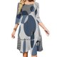 thumbnail image 1 of Vestido de verano dulce con escote cuadrado Just Around The Bend, elegante vestido con cuello halter y estampado de círculos de líneas azules para mujer, 1 of 6