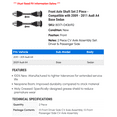 thumbnail image 2 of Front Axle Shaft Set 2 Piece - Compatible with 2009 - 2011 Audi A4 Base Sedan 2010, 2 of 2