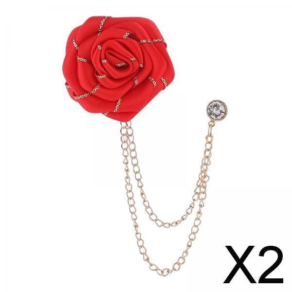 2x Broche de Flor, Decoración de Traje de Boutonniere de Rosa, Broches de Boda de Moda, Alfiler de Flor de Novio para Mujeres Y Hombres, Aniversario piezas