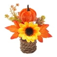 thumbnail image 3 of Goowood Fall Table Centerpiece Artificial Autumn Potted Plant with Sunflower Pumpkin Maple Leaves Woven Pot for Thanksgiving Dining Table Home Decor, 3 of 6