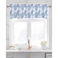 thumbnail image 2 of Blue Geometric Kitchen Valances for Windows Farmhouse Linen Window Valance Curtain for Living Room Window Treatment Simplistic Modern Abstract Hexagon Art Valance Rod Pocket Topper, 60 x 18 Inch, 2 of 6