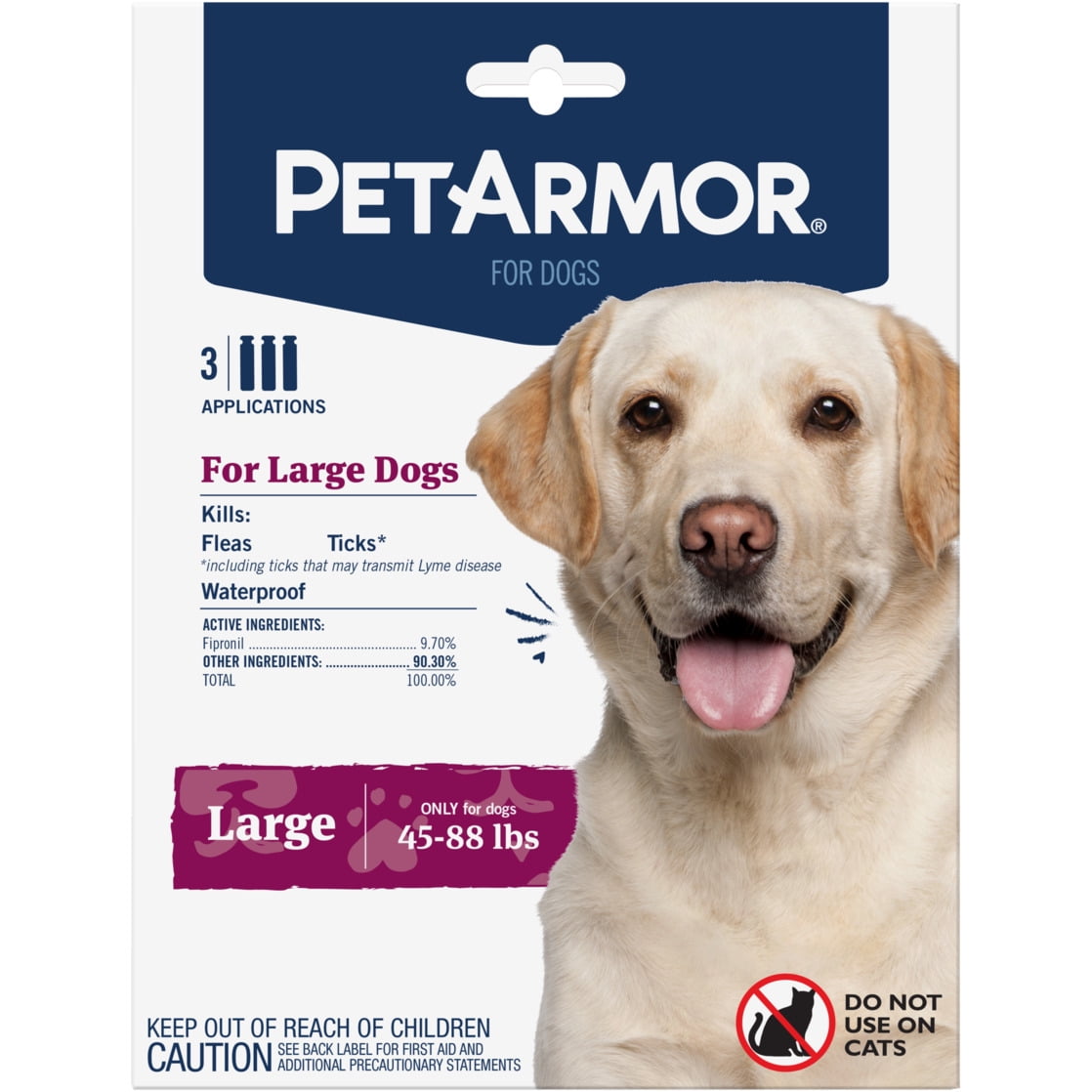 PETARMOR Flea & Tick Treatment for Large Dogs, 45 to 88 Pounds, 3 Monthly Applications