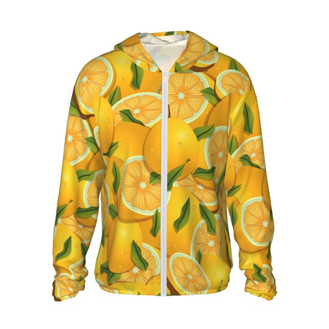 Vsdgher Sweat à Capuche Imprimé Limes Jaunes pour Hommes Femmes, Manches Longues Protection Solaire Pêche Course Natation-TTG