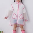 thumbnail image 5 of Hooded Transparent Raincoat Girl Boys Rain Coat Hooded Outdoors Clear Waterproof Kids Toddler Children's Rainwear Protective Covers,Pink,M, 5 of 9