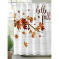 thumbnail image 2 of Fall Thansgiving Shower Curtain, Orange Maple Leaf Bathroom Decor Curtains Set with Hooks, White Wood Texture Waterproof Fabric Home Accessories， 72 X 78 Inch Long, 2 of 6