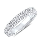 Sterling Silver Simulated Diamond 3-Row Eternity Ring (Size 4-11)