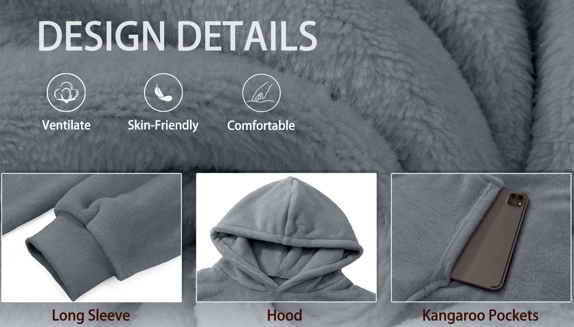 Fantaslook Wearable Blanket Hoodie Sweatshirt for Women and Men, Warm and Cozy Blanket Hoodie, Flannel Blanket with Sleeves and Giant Pocket