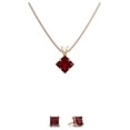 thumbnail image 2 of Paris Jewelry 18K Rose Gold 3Ct Ruby Square 18 inch Necklace and Earrings Set Plated Women, 2 of 5