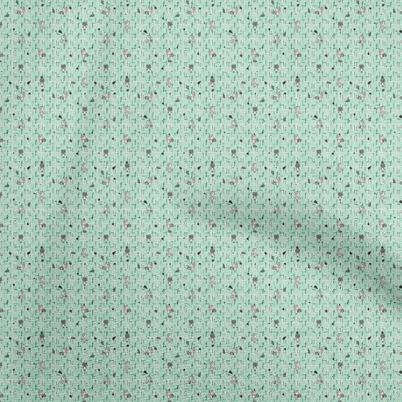 oneOone Polyester Spandex Mint Green Fabric Kids Animal Sewing Fabric By The Yard Printed Diy Clothing Sewing Supplies 56 Inch Wide