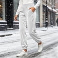 thumbnail image 2 of Women's Velvet Jogger Pants Elastic High Waist Casual Soft Velour Sweatpants with Pockets Fall Winter Daily Party Pants Fashion Bottoms White, 2 of 9