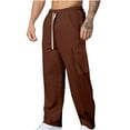 thumbnail image 2 of Styesk Men's Pants Men's Solid Color Elastic Waist Straight Tube Drawstring Pocket Workwear Pants, 2 of 8