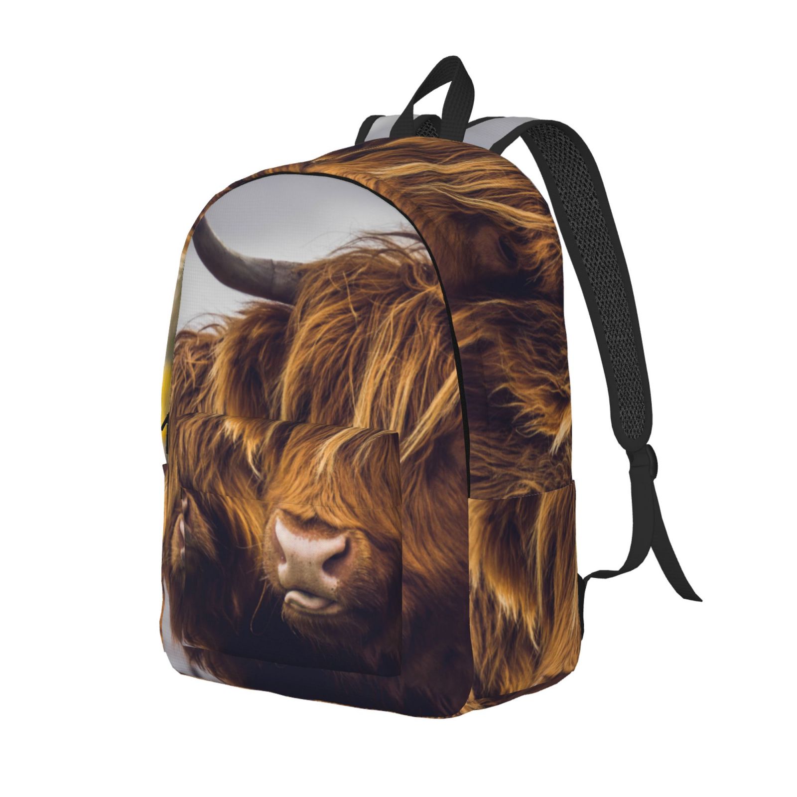 Defioc Portrait Of Cow With Its Baby Cow for Canvas Backpack,Travel Rucksack Unisex Knapsack Laptop Backpack for Work & College -Medium