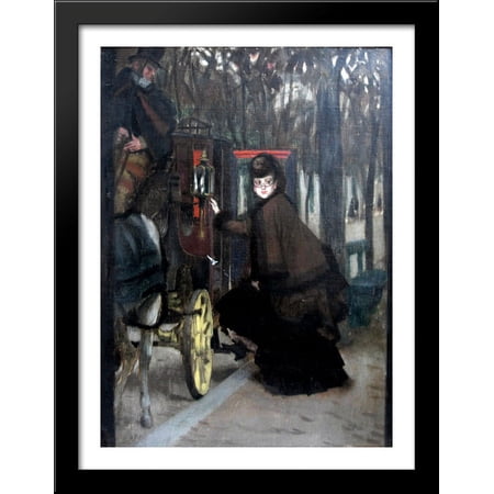 The Secret Rendez Vous 28x38 Large Black Wood Framed Print Art by James Tissot