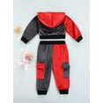 thumbnail image 4 of Qiylii Girls Color Block Clothes Set Long Sleeve Hooded Sweatshirt+Trousers, 4 of 8