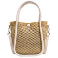 thumbnail image 2 of Bolsa de mano de paja hueca cruzados de hombro de cuero de playa tejido (Beige) Likrtyny Para Estrenar, 2 of 9
