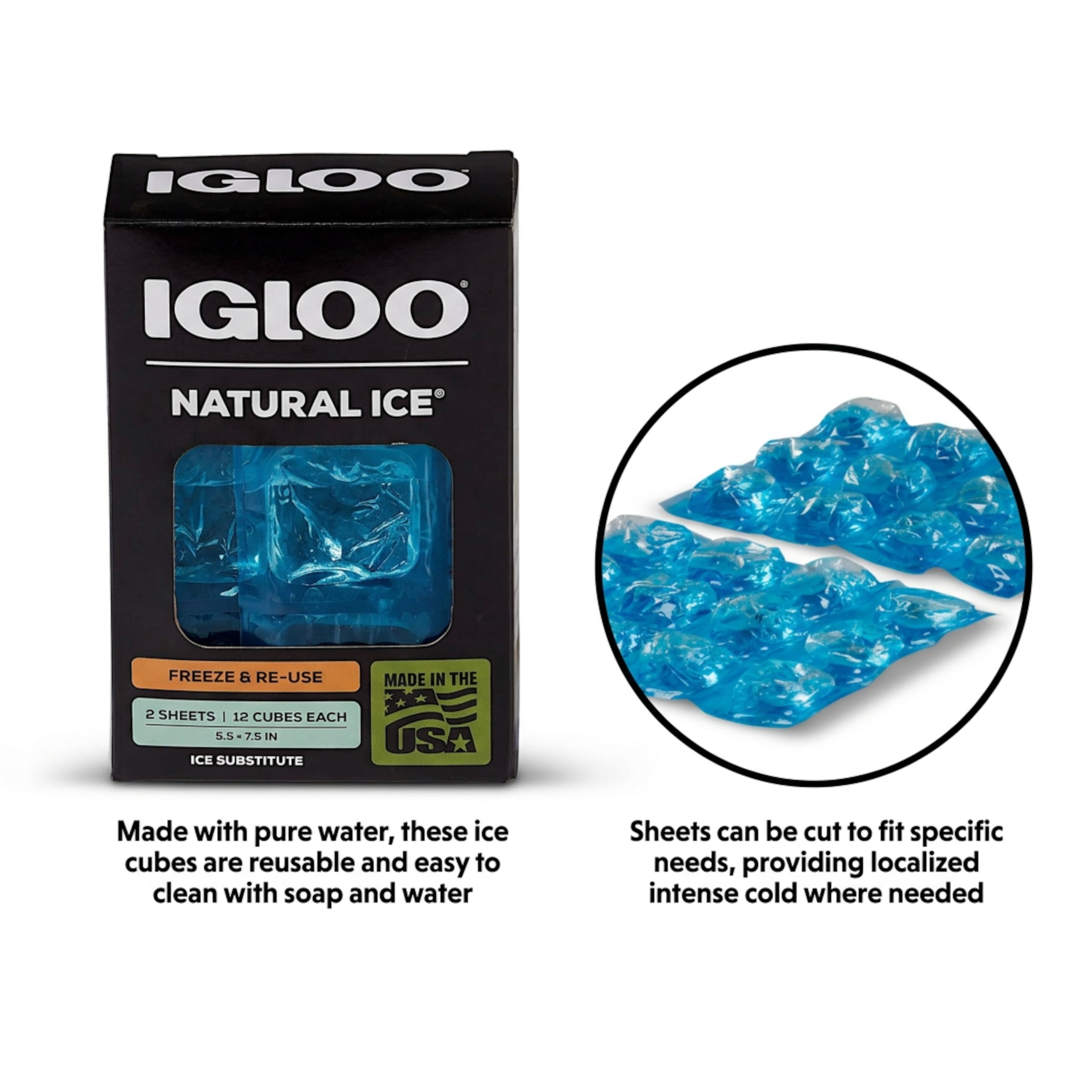 (2 pack) Igloo MaxCold Natural Ice 2 Pack (5" x 7" x1" per sheet), Perfect for Keeping School Lunches, Picnics, Drinks, or Work Lunches Cold
