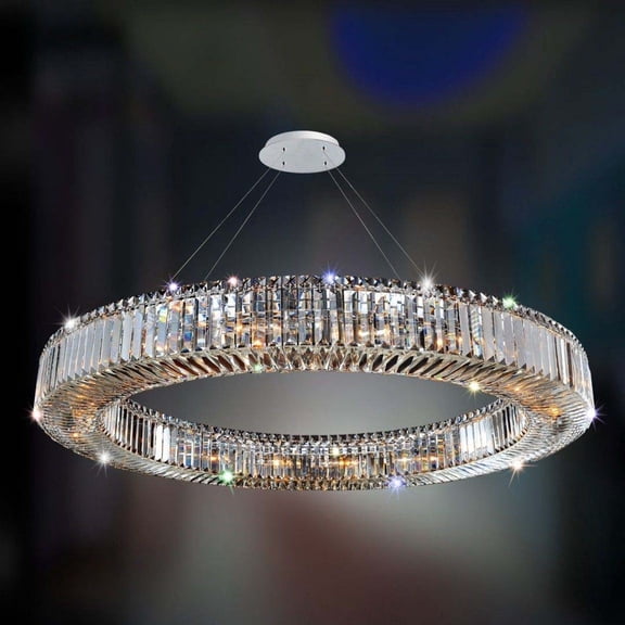11706-010-FR001-Allegri Lighting-Rondelle - Eighteen Light Pendant Chrome Finish with Firenze Clear Crystal