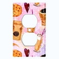 thumbnail image 2 of Metal Light Switch Wall Plate Outlet Cover (Coffee Mocha Espresso Grounds Cookie Sugar Treats Love Caramel Shake Pink Polka Dots - Single Duplex), 2 of 2