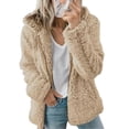 thumbnail image 1 of Abrigo de oso de peluche para mujer, cárdigan suave y cálido, capucha de piel polar, chaqueta hinchada, Tops de invierno, 1 of 3