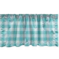 Ambesonne Turquoise Blue Window Valance, Soft Tones Checkered, 54" X 18", Pale Blue Turquoise