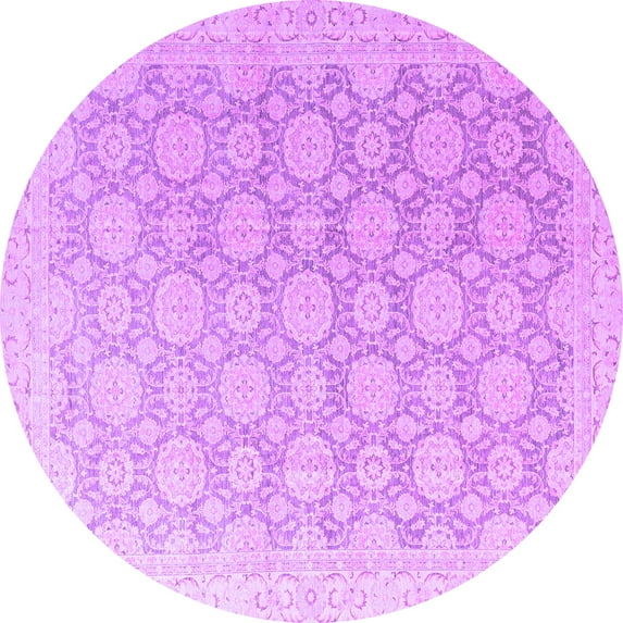 Ahgly Company Indoor Round Abstract Purple Modern Area Rugs, 7' Round