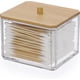 thumbnail image 1 of Porta hisopos de acrílico con tapa de bambú - Dispensador de hisopos transparente para baño, recipiente para hisopos, organizador de almacenamiento para hisopos de algodón en la encimera del baño., 1 of 8
