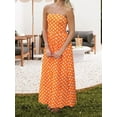 thumbnail image 4 of Orange Polka Dot Strapless A-Line Maxi Dress For Women, 4 of 7