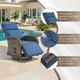 thumbnail image 5 of POCASSY Outdoor Swivel Recliner Chairs Set of 2 with Side Table, Brown Wicker Recliner Patio Swivel Chair with Adjustable Reclining Back and Lifting Footrest for Pool Porch Deck, Blue Cushion, 5 of 11
