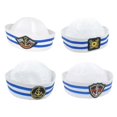 thumbnail image 4 of Fashion Navy Sailor Hat All-match Men Women Hat Casual Stylish Uniform Roll Up Brim Hat Ladies for Beach Summer White, 4 of 5