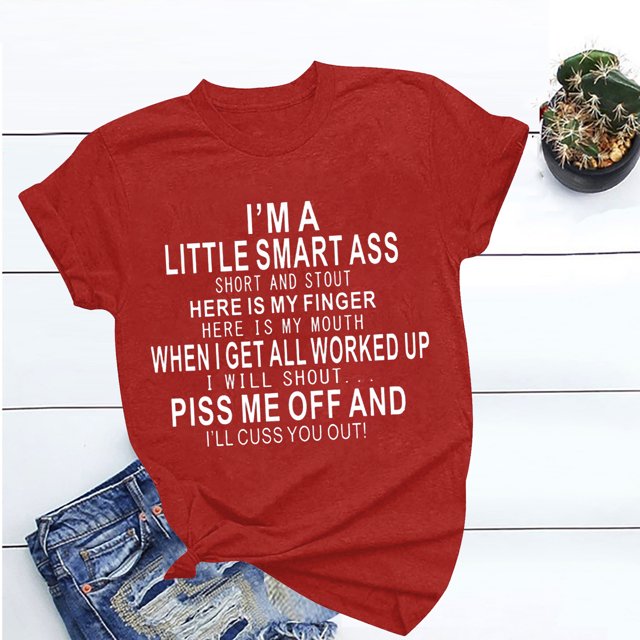 EGNMCR T Shirts for Women Unisex Funny Printed Pattern Casual Fashion Soild Color Short Sleeve Tops