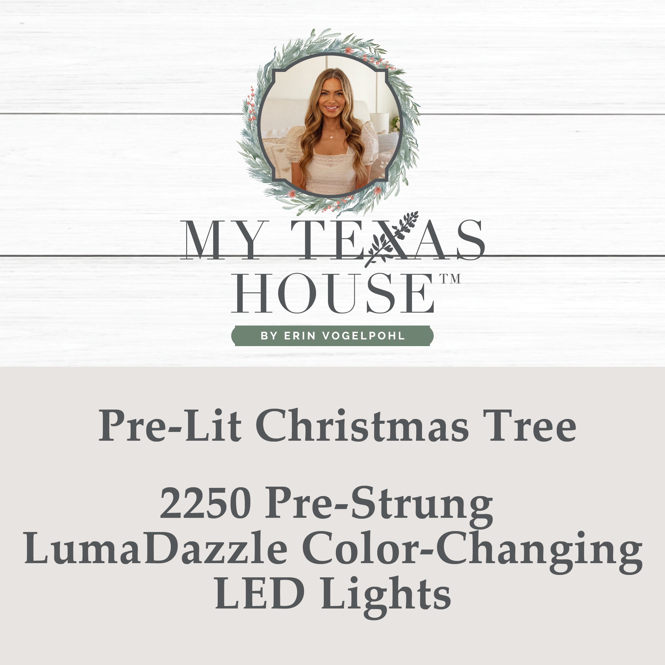 7.5' Pre-Lit Grand Spruce Green Artificial Christmas Tree with 2250 LumaDazzle Color-Changing Twinkle LED Lights, by My Texas House