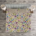 thumbnail image 3 of Ambesonne Cartoon Quilted Bedspread Set 3 Pcs, Ocean Creatures Shells, Queen Size, Multicolor, 3 of 3