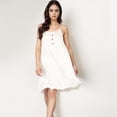 thumbnail image 4 of Women's Sleeveless Mini Floral Sleepdress with Button Front Detail and Ruffle Hem - Large, White, 4 of 7