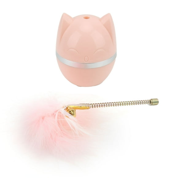 Juguete interactivo con plumas para gatos con cascabel para estimular el instinto de los gatos de interior (rosa)
