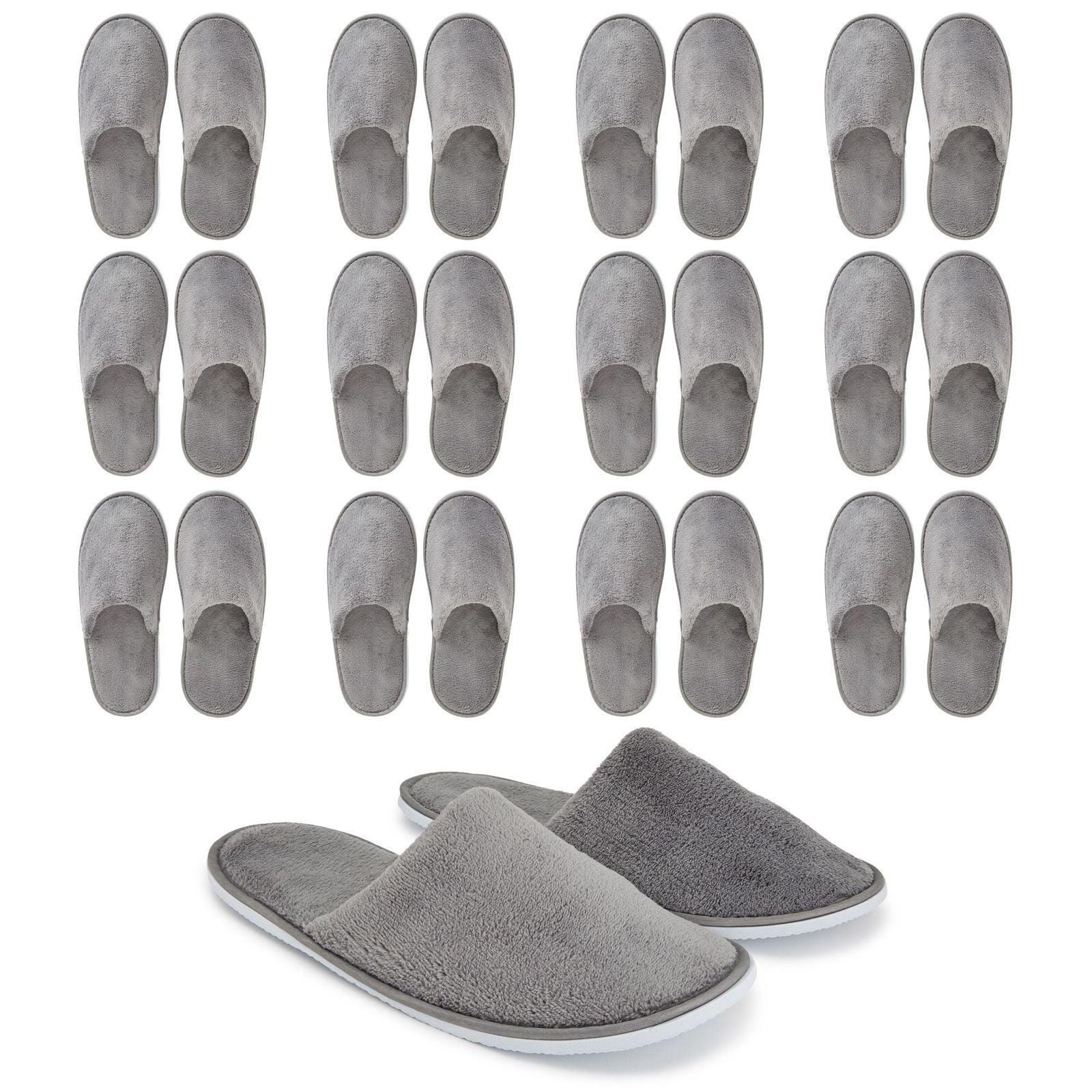 Hotel Use Aneco 6 Pairs Spa Slippers Disposable Closed Toe Slippers White Fluffy Guests Slippers for Home