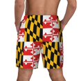 thumbnail image 2 of Men's 2 in 1 Swim Trunks with Compression Liner Maryland Flag Quick Dry Beach Shorts, 2 of 6