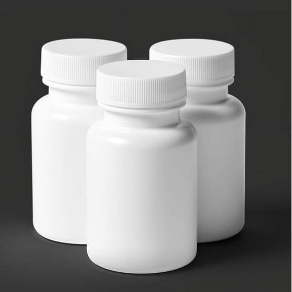 120cc 4 Ounce HDPE White Plastic Packer Medicine Bottles And Caps 25 Pack. Pharmaceutical Grade.