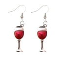 thumbnail image 1 of Copa de vino tinto hecha a mano única y única, pendientes colgantes, 1 of 3