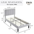thumbnail image 3 of VECELO Twin Size Upholstered Beds, Modern Platform Bed Frame with Adjustable Headboard, Wooden Slats Support/No Box Spring Needed, Light Grey, 3 of 8