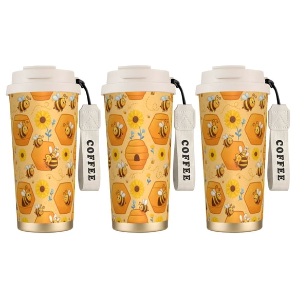 1pc Bee Tumbler 18oz Vibrant Spring Summer Sunflower Motif, Leak-proof Christmas Gift for Mom
