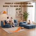 thumbnail image 2 of Walsunny 2-in-1 Convertible Futon Sofa Bed, Boneless Foldable Sofa Bed, Lazy Sleeper Sofa Couch, Memory Foam Folding Couch for Living Room, Bedroom, Blue, 2 of 10