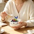 thumbnail image 4 of Ruffled Rim Clear Glass Dessert Bowl,Butterfly Decor Fruit Salad Ice Cream Cup,Vertical Stripe Transparent Glass Bowl for Yogurt Pudding Parfait,Home Breakfast Dessert Blue, 4 of 6