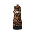 thumbnail image 6 of BLISSFUL STEP Women's Platform Chain Block High Heel Ankle Boots Leopard 9, 6 of 7