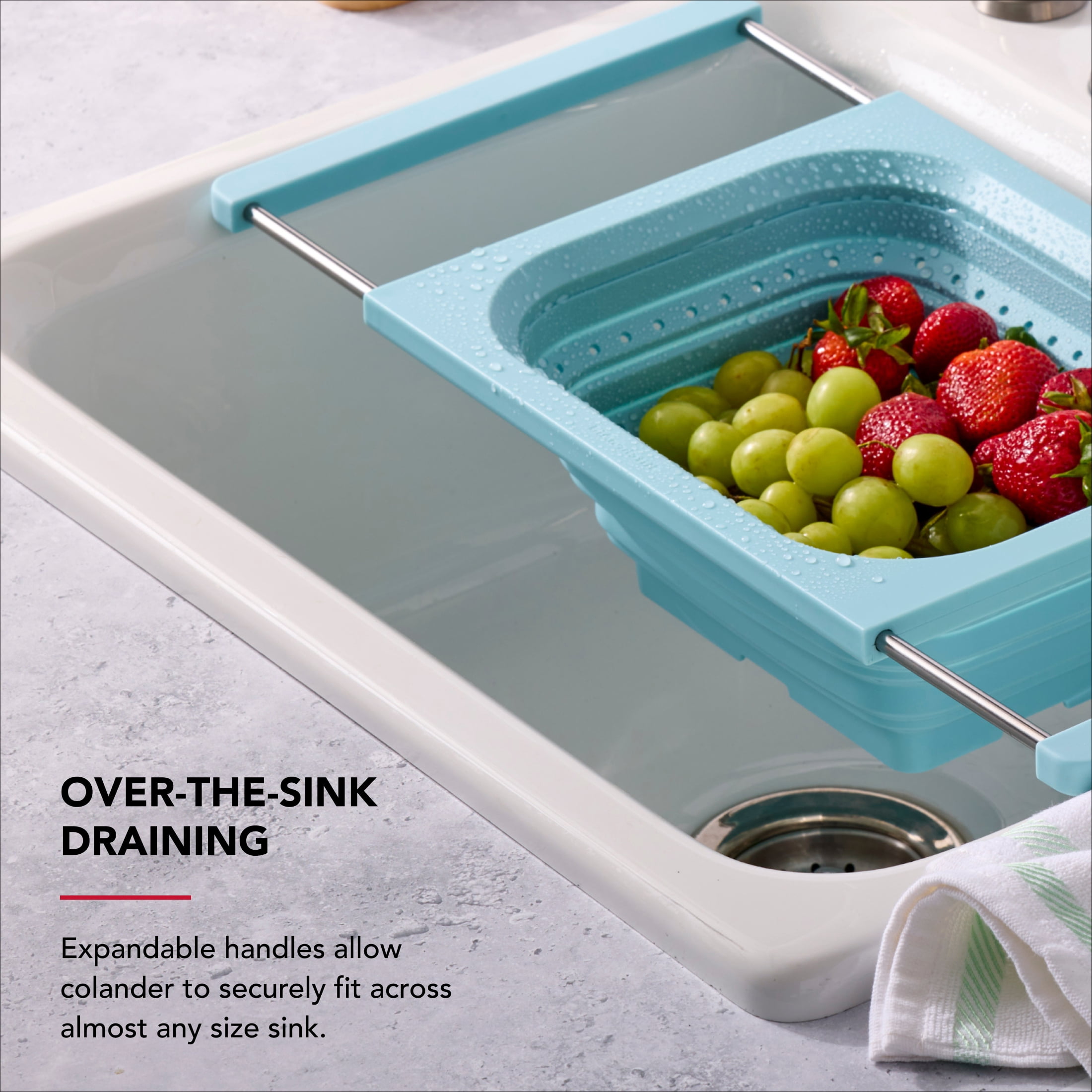 KitchenAid Collapsible Over the Sink Colander and Strainer for Kitchen, Mineral Water