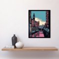 thumbnail image 2 of Leeds Canal Cityscape Pink and Teal Illustration Art Print Framed Poster Wall Decor 12x16 inch, 2 of 5