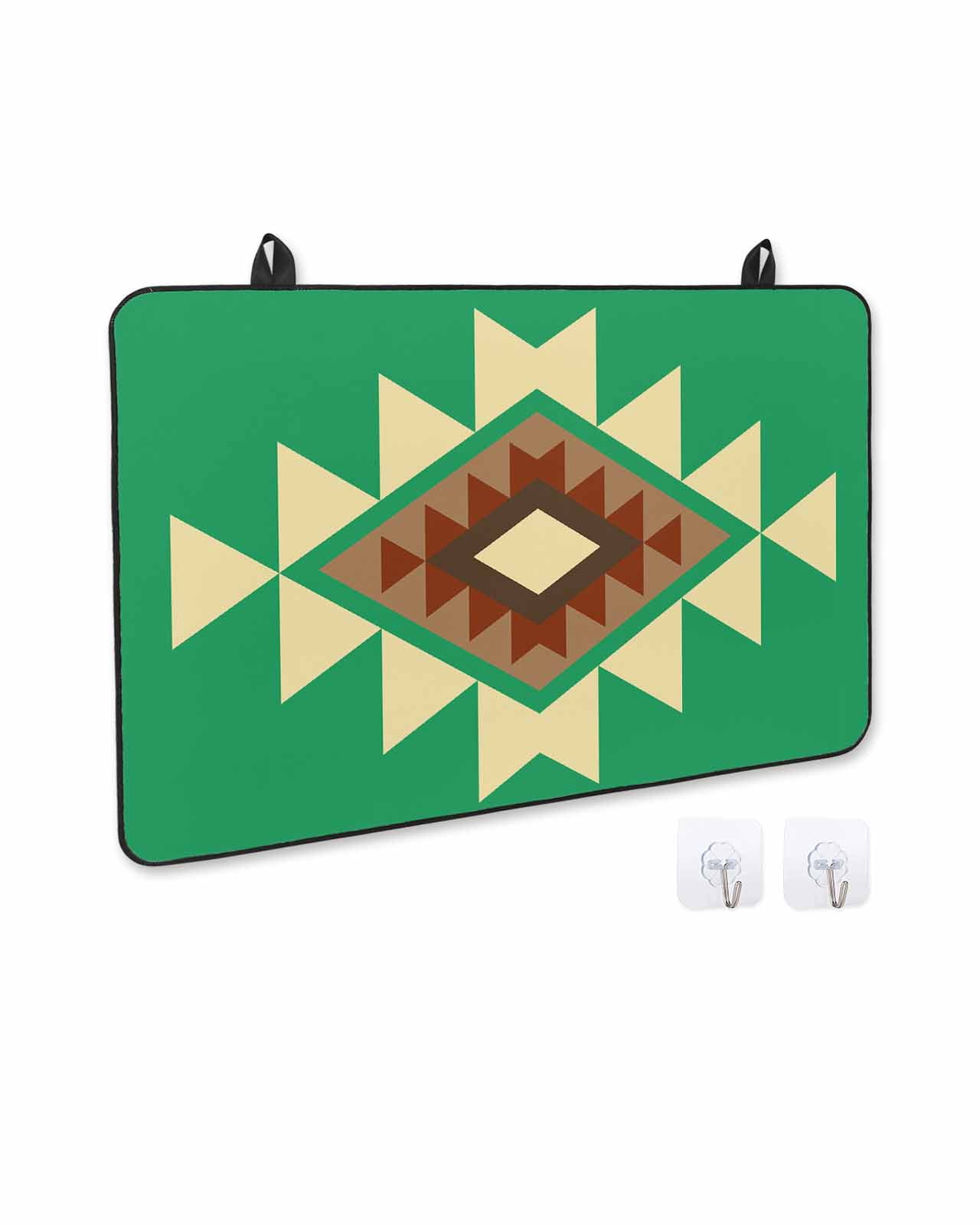 nqOlkjepod Large Induction Cooktop Protector Mat 24"x21", Green Brown Boho Stove Top Covers for Electric Stove, Country Simple Abstract Ethnic Geometric Stove Burner Cover Mats Stove Cover
